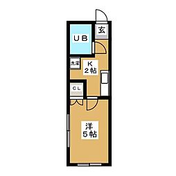 モンシャトー 2階1Kの間取り