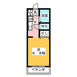 犬目学生マンション 3階ワンルームの間取り