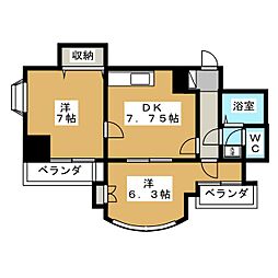 シルクヒルズ大塚 2DKの間取図画像