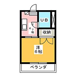 サンライズ北原 1Kの間取図画像
