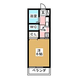YHハイツ 1Kの間取図画像
