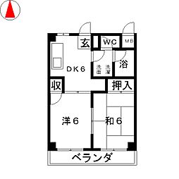 ロイヤルハイツ片倉 2DKの間取図画像