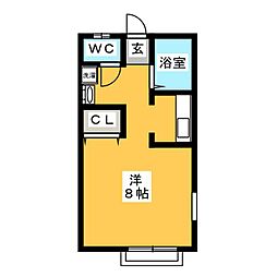 パルコート2 ワンルームの間取図画像