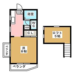 パシフィックオーシャン2 ワンルームの間取図画像