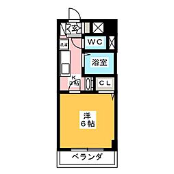 アヅマ6 1Kの間取図画像