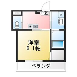 平和トシキハウス 1Kの間取図画像
