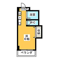 石坂ゼフィール ワンルームの間取図画像
