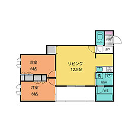 ウヴェルテュール 2階2LDKの間取り