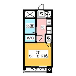 ヒルズ八王子 1Kの間取図画像
