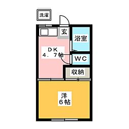 めじろハイツ 1DKの間取図画像