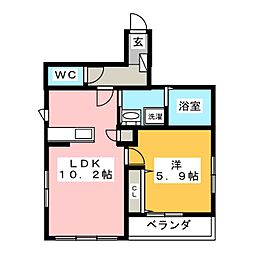 メゾングランディール 1LDKの間取図画像