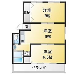 二光住宅 2DKの間取図画像
