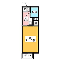 クローバーハイツ 1Kの間取図画像