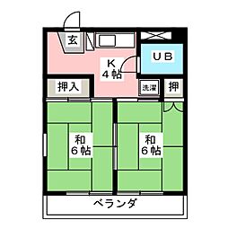 ルネ暁 2Kの間取図画像