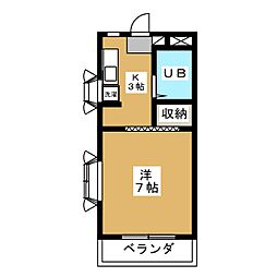 サンハイツ 1Kの間取図画像