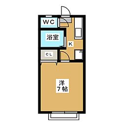 ハイム田原 1階1Kの間取り
