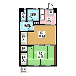 富士ハイム 1階2Kの間取り