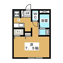 サンハイム 1階1Kの間取り