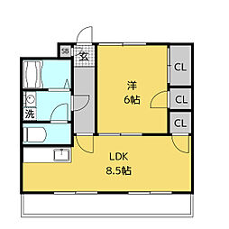 リアライズ羽村 7階1LDKの間取り