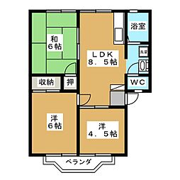ブロケードＡ棟 1階3LDKの間取り