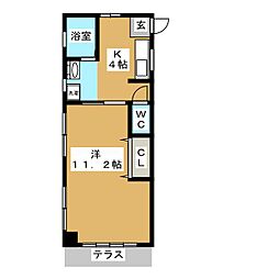 コーポ宿澤 1階1Kの間取り