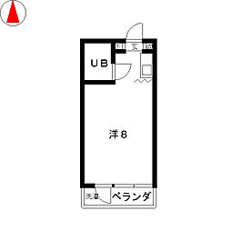 コーポベルA ワンルームの間取図画像