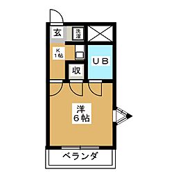 パールマンション立川 1Kの間取図画像