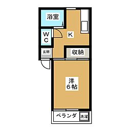 吉田ハイツ 1Kの間取図画像