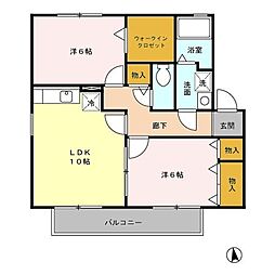 グリーンヴィレッジ 2LDKの間取図画像