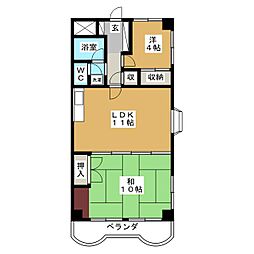 グローバル三井 2LDKの間取図画像