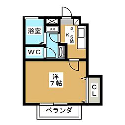 シャルム 1Kの間取図画像