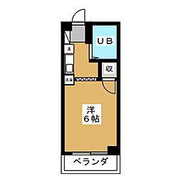 ウイングビート 1Kの間取図画像