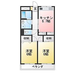 アムールオオカサ 2DKの間取図画像