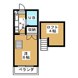 ドリーミー立川 2階1Kの間取り