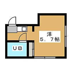 コーポ小澤 1階ワンルームの間取り