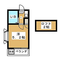 スリーエイト 1Kの間取図画像