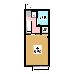 ハイマート高松 2階1Kの間取り