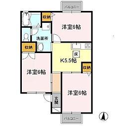 グランドールミツトヨ 1階3Kの間取り