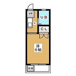 エステート千ヶ瀬 1階ワンルームの間取り