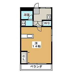 第二高武 2階ワンルームの間取り