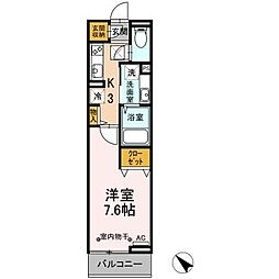 グレーヌメゾン 2階1Kの間取り