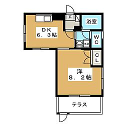 エグゼクティブ立川 1階1DKの間取り