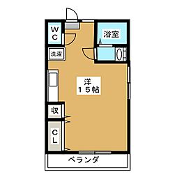 チェリニ国立 1階ワンルームの間取り