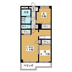 ザ・マーベラスマンション 2LDKの間取図画像