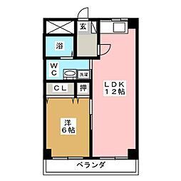 オリーブガーデン 1LDKの間取図画像