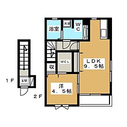セジュール日野本町 1LDKの間取図画像