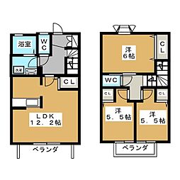 JR中央線 三鷹駅 徒歩26分の賃貸アパート 1階3LDKの間取り