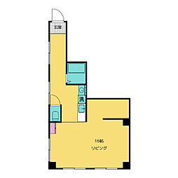 小針ビル 1階ワンルームの間取り