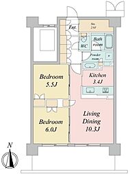 トラープランド蒼麗館 6階2LDKの間取り