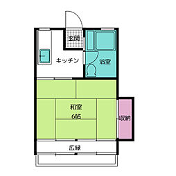 三鷹第二城山ハイツ 3階1Kの間取り
